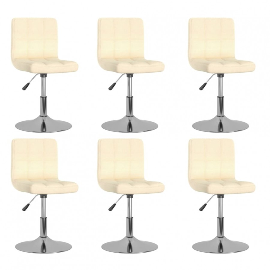 Chaises pivotantes à manger lot de 6 Crème Tissu