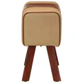 Banc saut de cheval 58 cm marron cuir véritable et manguier