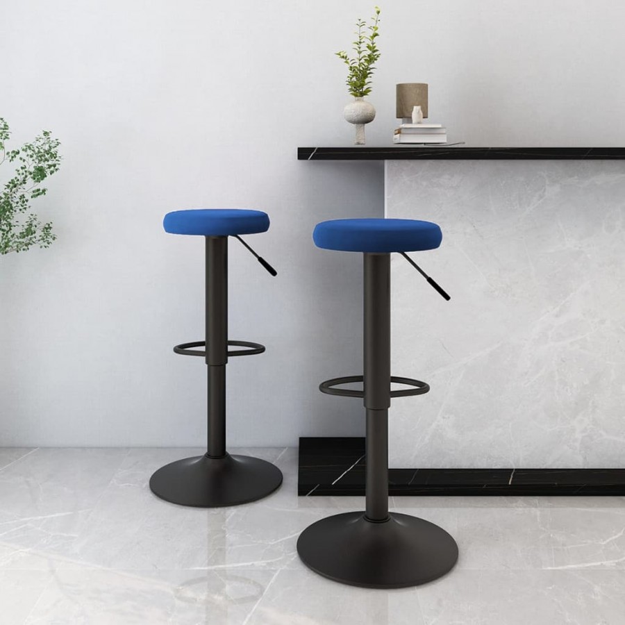 Tabourets de bar lot de 2 bleu velours