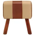 Banc saut de cheval 38 cm marron cuir véritable et manguier