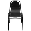 Chaises à manger lot de 2 noir cuir véritable