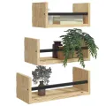 Ensemble d'étagères murales avec barres 3 pcs chêne sonoma