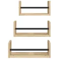 Ensemble d'étagères murales avec barres 3 pcs chêne sonoma
