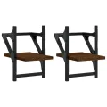 Étagères murales avec barres 2 pcs chêne marron 20x25x30 cm