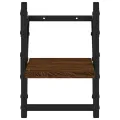 Étagères murales avec barres 2 pcs chêne marron 20x25x30 cm