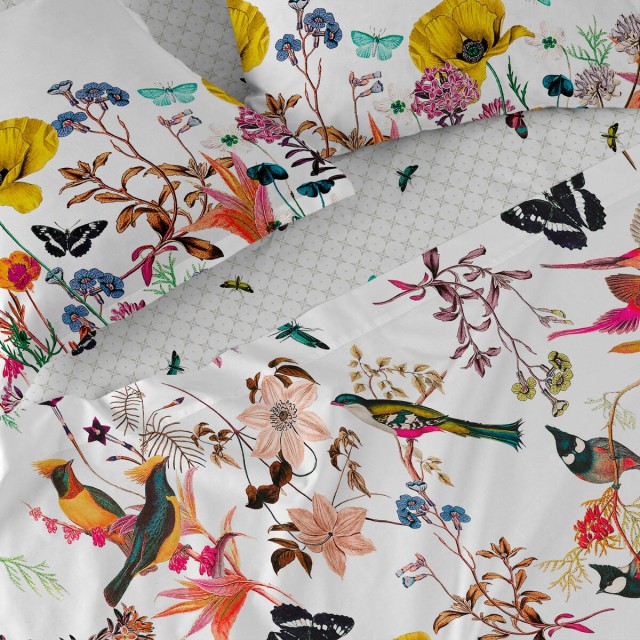 Fitted bottom sheet HappyFriday Birds of paradise Multicolour 160 x 20