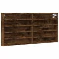 Armoire à vitrine chêne fumé 100x8,5x50 cm bois d'ingénierie