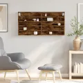 Armoire à vitrine chêne fumé 100x8,5x50 cm bois d'ingénierie
