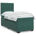 cadre de lit et matelas Vert foncé 80x200 cm Velours