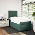 cadre de lit et matelas Vert foncé 80x200 cm Velours