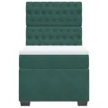 cadre de lit et matelas Vert foncé 80x200 cm Velours