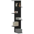 Étagère d'angle murale noir 36,5x36,5x140 cm bois d'ingénierie