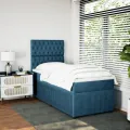 cadre de lit avec matelas bleu 80x200 cm velours