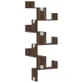 Étagère d'angle murale chêne marron 45x45x147cm bois ingénierie