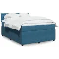 cadre de lit et matelas bleu 140x200 cm velours