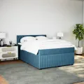 cadre de lit et matelas bleu 140x200 cm velours