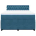 cadre de lit et matelas bleu 140x200 cm velours