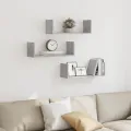 Étagères murales 3 pcs gris béton 58x18x18 cm bois d'ingénierie
