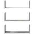 Étagères murales 3 pcs gris béton 58x18x18 cm bois d'ingénierie