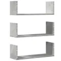 Étagères murales 3 pcs gris béton 58x18x18 cm bois d'ingénierie