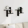 Étagères murales 2 pcs noir 38x12x38 cm bois d'ingénierie
