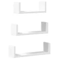 Étagères murales 3 pcs blanc bois d'ingénierie