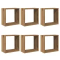Étagères cube murales 6 pcs chêne artisanal bois d'ingénierie
