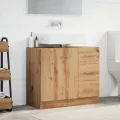 Armoire d'évier chêne artisanal 63x30x54 cm bois d'ingénierie