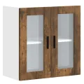 Armoire murale de cuisine avec porte en verre Porto chêne fumé