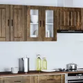 Armoire murale de cuisine avec porte en verre Porto chêne fumé
