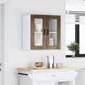 Armoire murale de cuisine avec porte en verre Porto chêne fumé