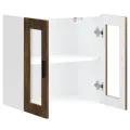 Armoire murale de cuisine avec porte en verre Porto chêne fumé