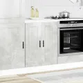 Armoire de cuisine Porto gris béton bois d'ingénierie