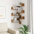 Étagères d'angle murales 2 pcs vieux bois 40x40x49,5 cm