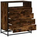 Commode chêne fumé 70x41x70 cm bois d'ingénierie