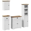 Meubles de salle de bain 4 pcs BODO blanc bois de pin massif