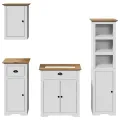 Meubles de salle de bain 4 pcs BODO blanc bois de pin massif