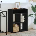 Bibliothèque noir 66x31x80 cm bois d'ingénierie
