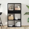 Bibliothèque noir 66x31x112 cm bois d'ingénierie