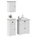 Meubles de salle de bain 3 pcs BODO blanc bois de pin massif