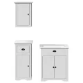 Meubles de salle de bain 3 pcs BODO blanc bois de pin massif
