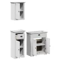 Meubles de salle de bain 3 pcs BODO blanc bois de pin massif