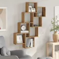 Étagère murale en forme de cube chêne artisanal 90x15x119,5 cm