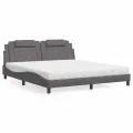 Lit avec matelas gris 180x200 cm similicuir