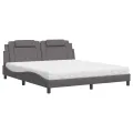 Lit avec matelas gris 180x200 cm similicuir