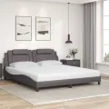 Lit avec matelas gris 180x200 cm similicuir