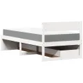 Lit avec tiroirs et matelas blanc 100x200 cm bois massif de pin