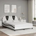 Cadre de lit sans matelas blanc et noir 140x200 cm similicuir