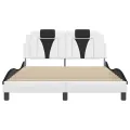 Cadre de lit sans matelas blanc et noir 140x200 cm similicuir
