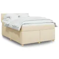 cadre de lit avec matelas Crème 140x190 cm Tissu